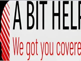 AbitHelp.com logo: Black text "A BIT HELP" above red text "We got you covered" with a stylized red and white striped head silhouette on the left.