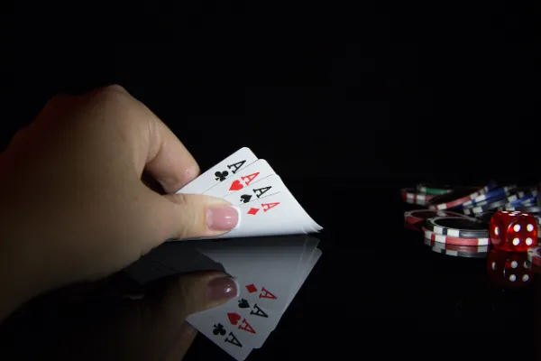 casino cards, chips and dice
