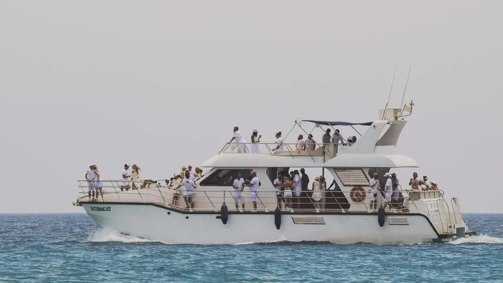 rich people on a yacht event 